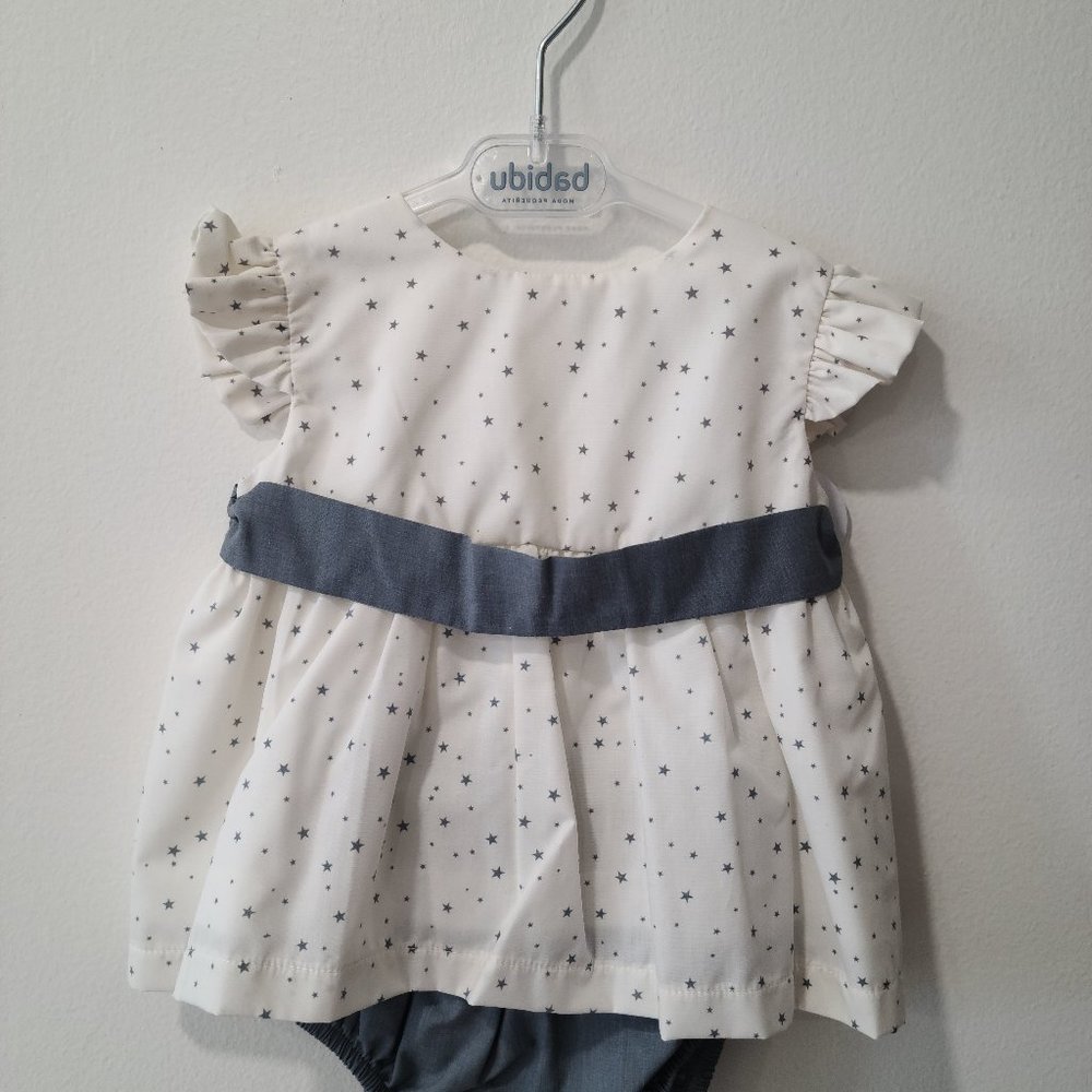 Classic Star Print Baby Matching Set in White and Blue